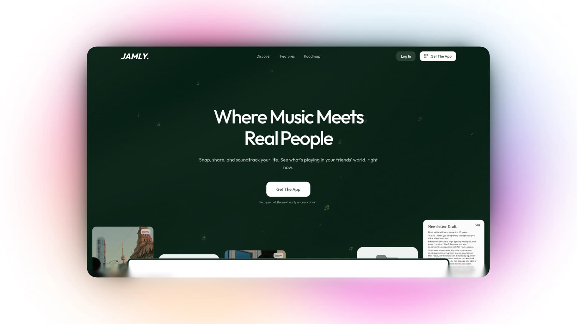 Landing page for a social media mobile application (School Project)